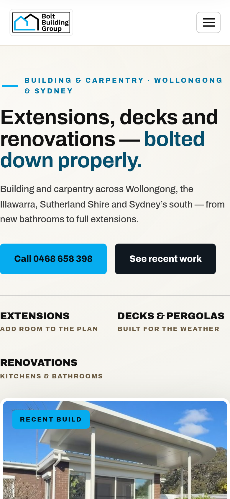 Bolt Building Group website