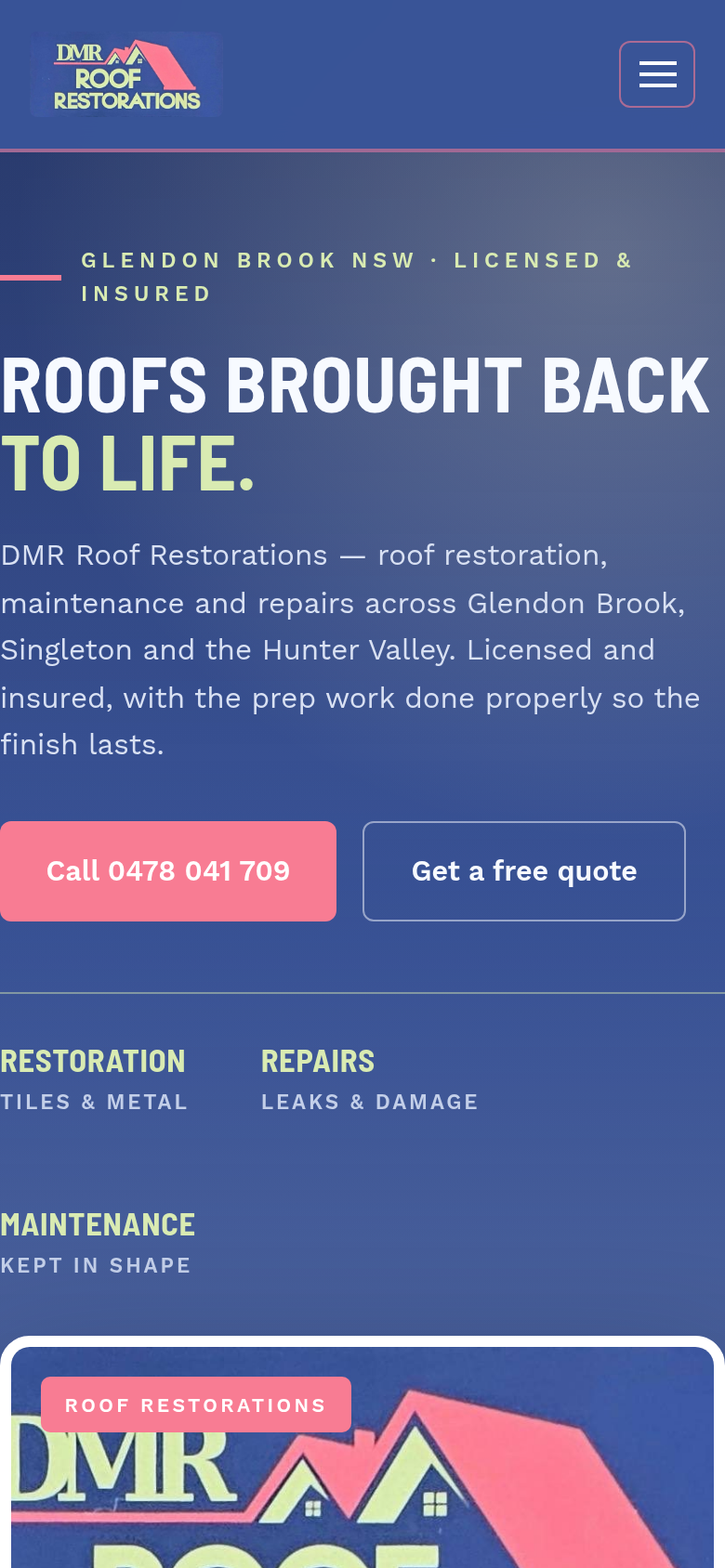 DMR Roof Restorations website